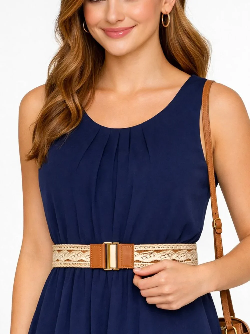 By & By Navy Sleeveless Belted Dress Pleats and Elasticized Waist NWT XS Junior
